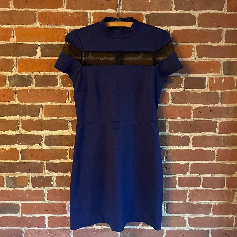 Express Mock Neck with Lace Inset Mini in Royal Blue, size 4